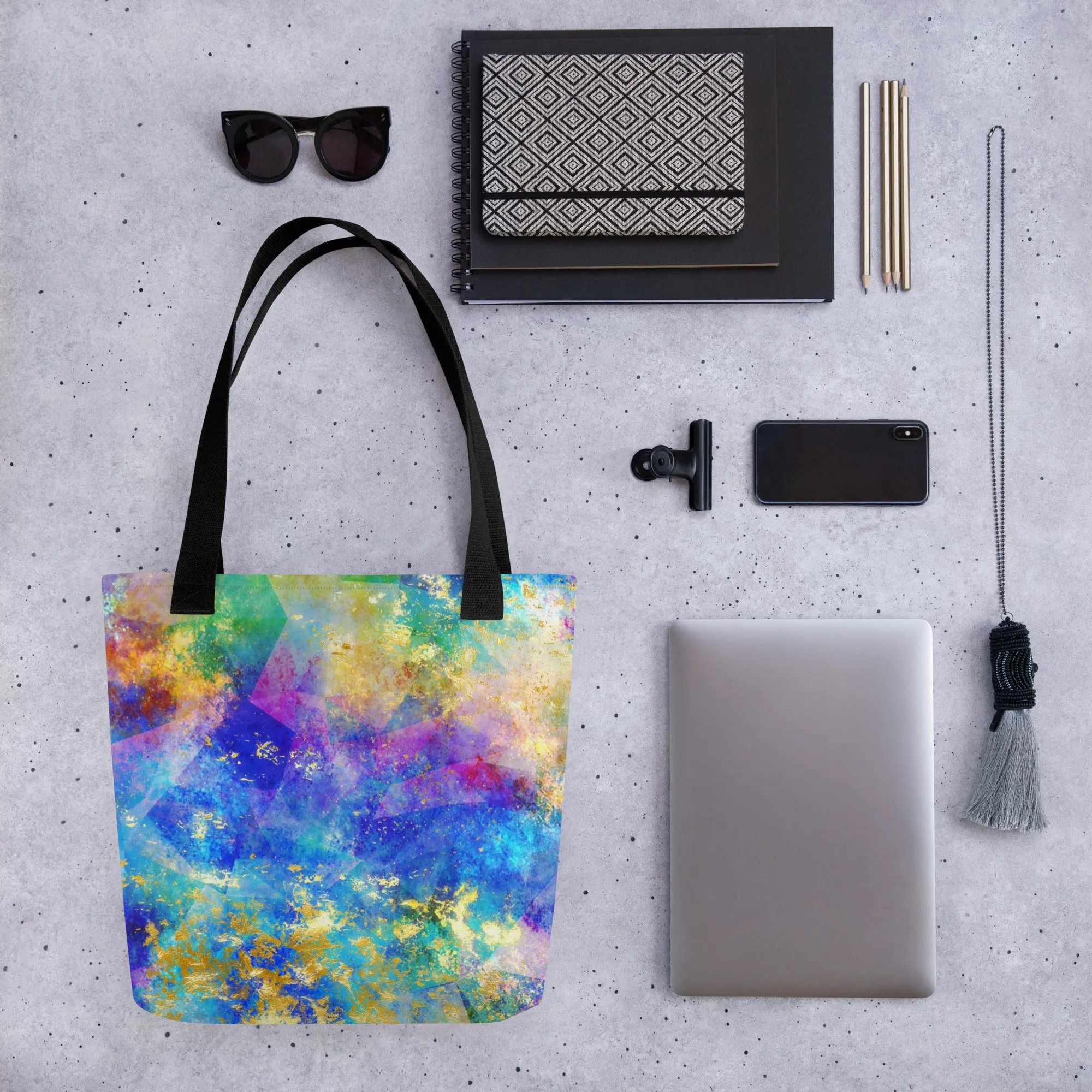 Neon Spongepaint All Over Print Tote Bag