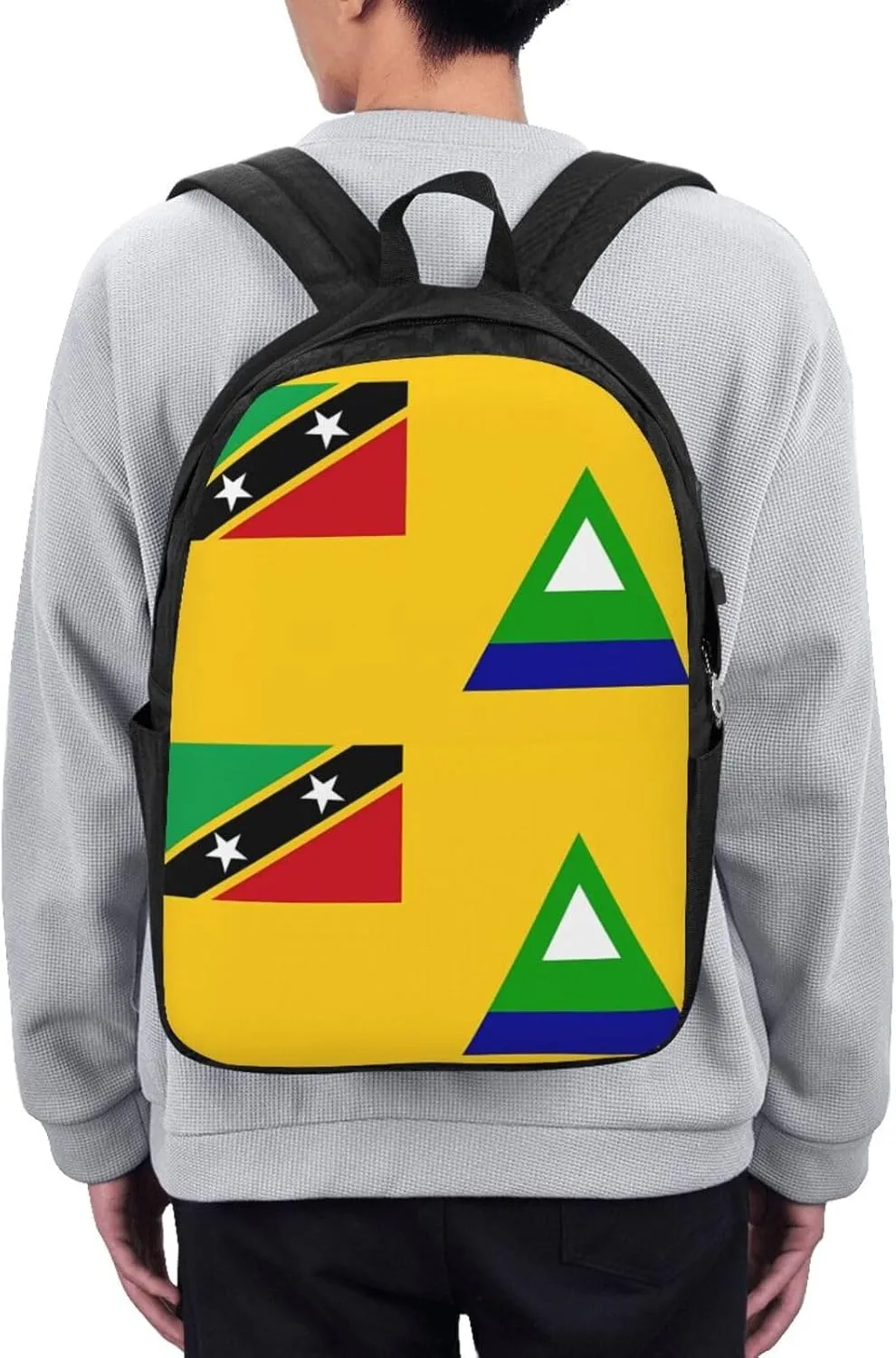 Nevis St. Kitts Flag Laptop Backpacks Travel Backpack Casual Business Daypack Sport Rucksack Computer Bag Fits up to 17 Inch Notebook with USB Port