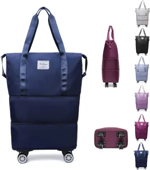 New Large Capacity Travel Bag,Kulken Beente Pepepo Travel Bag With Wheels,Expandable Foldable Duffle,Universal Wheel Removable Duffle