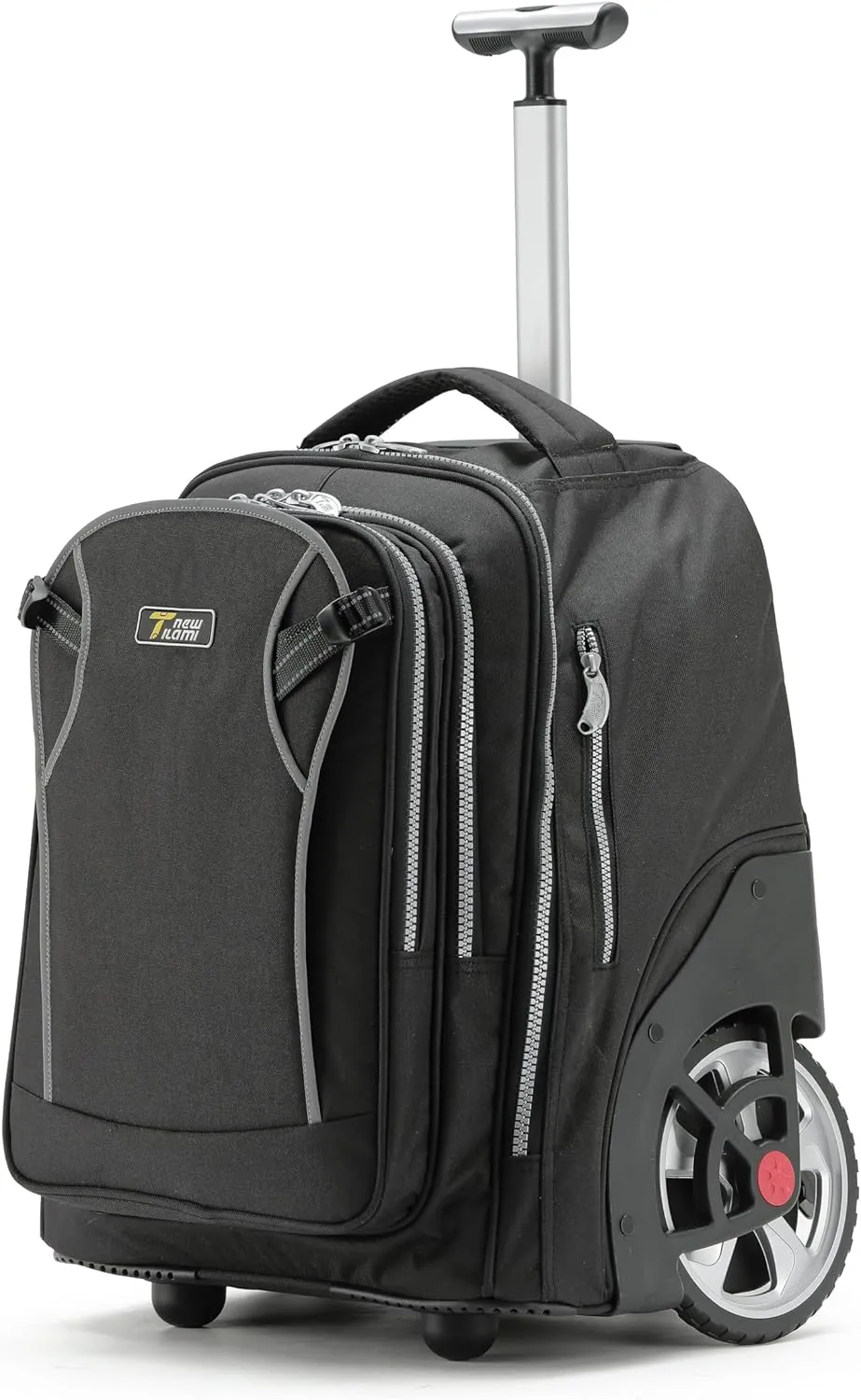 NEW TILAMI 20" Rolling Backpack for Teens Adults, Climbing Stairs Waterproof Backpack with Wheels for School Business Trave Camping with Laptop Compartment, Fit 17 Inch Laptop, Black