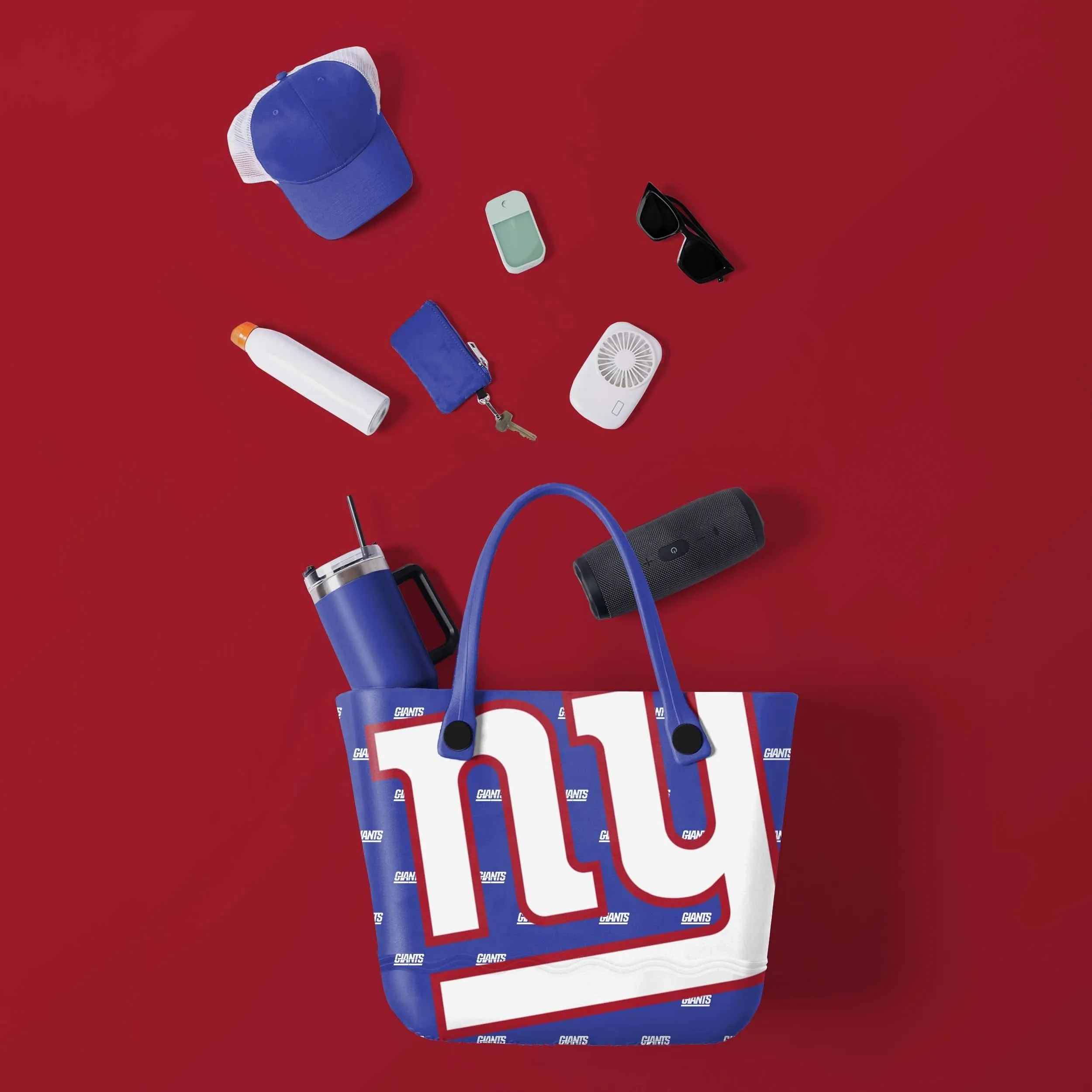 New York Giants Big Logo Mini Print Tailgate Tote Bag