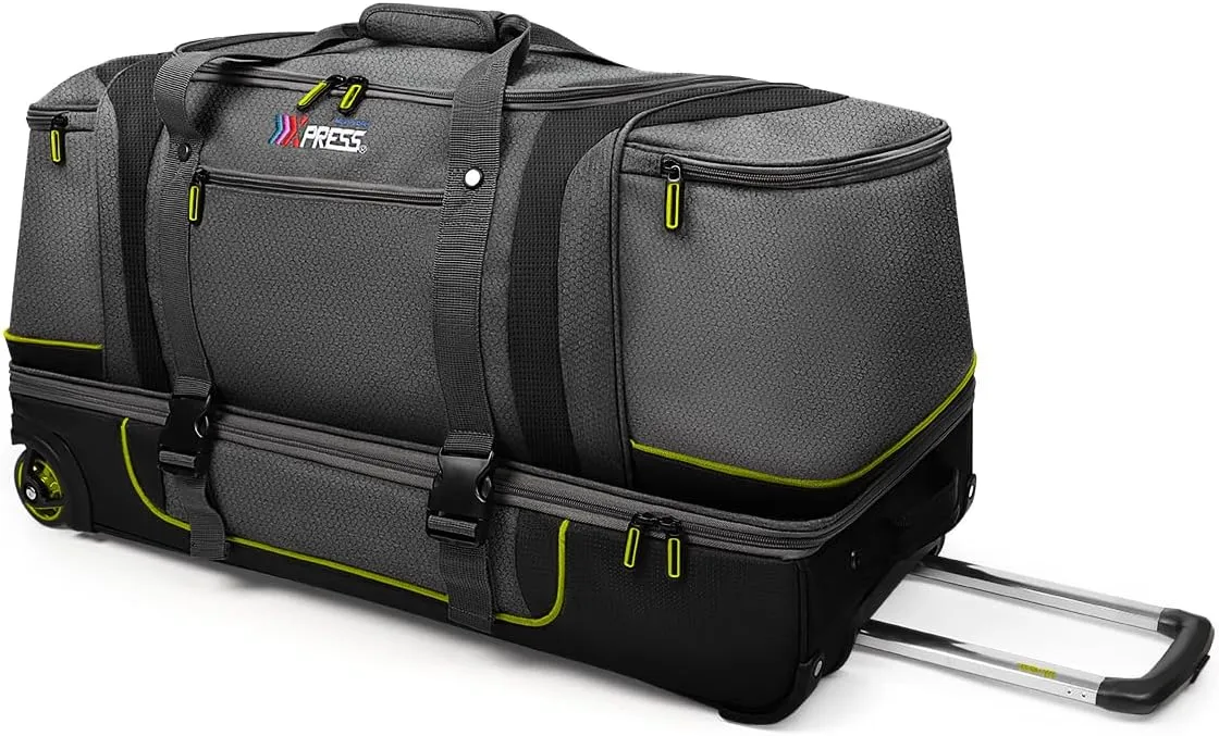 NewYork XPress Green 30" Rolling Duffel Bag Two Silent Wheels With Corner Covers