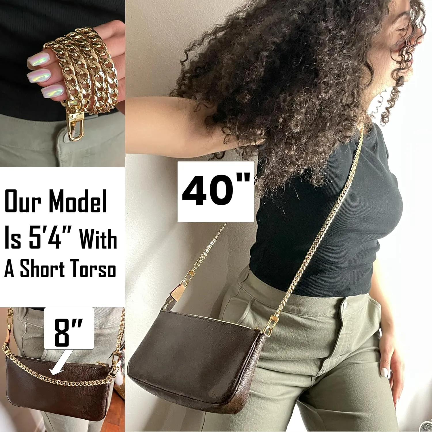 NEXT FASHION Purse Chain Strap Handle Shoulder Crossbody Metal Replacement 20CM - 120CM Selecting (Gold 40" / 100cm)