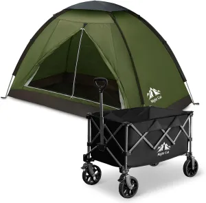Night Cat Backpacking Tent with Collapsible Wagon Camping Hiking Tent with Wagon Cart for Outdoor Combo Set