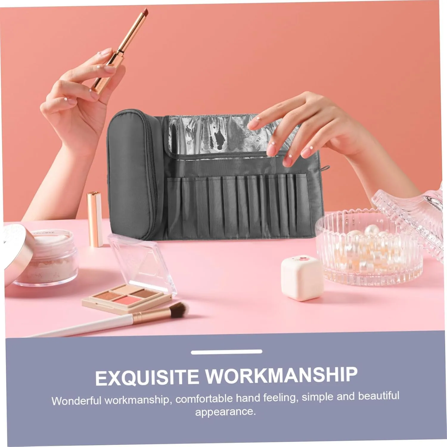 NOLITOY Travel Makeup Case Brush Bag Portable Makeup Organizer Cosmetic Brush Holder for Home