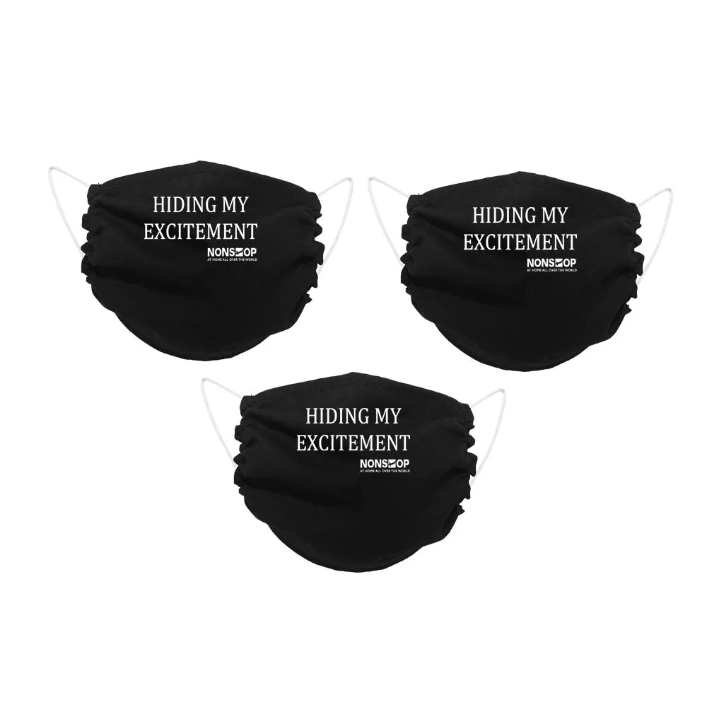 NONSTOP Fun Travel Quotes "Hiding My Excitement" Lightweight Travel Facemask