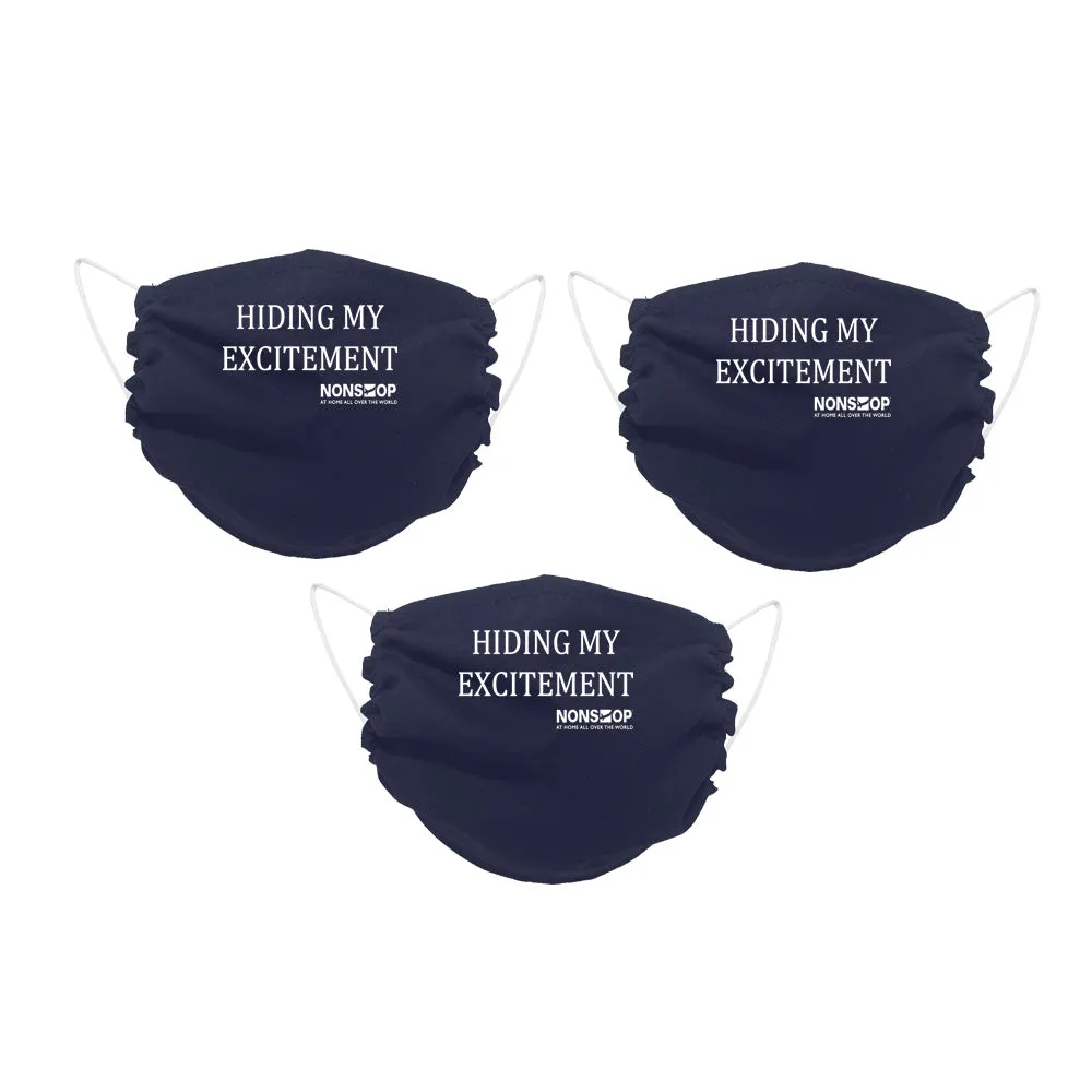 NONSTOP Fun Travel Quotes "Hiding My Excitement" Lightweight Travel Facemask