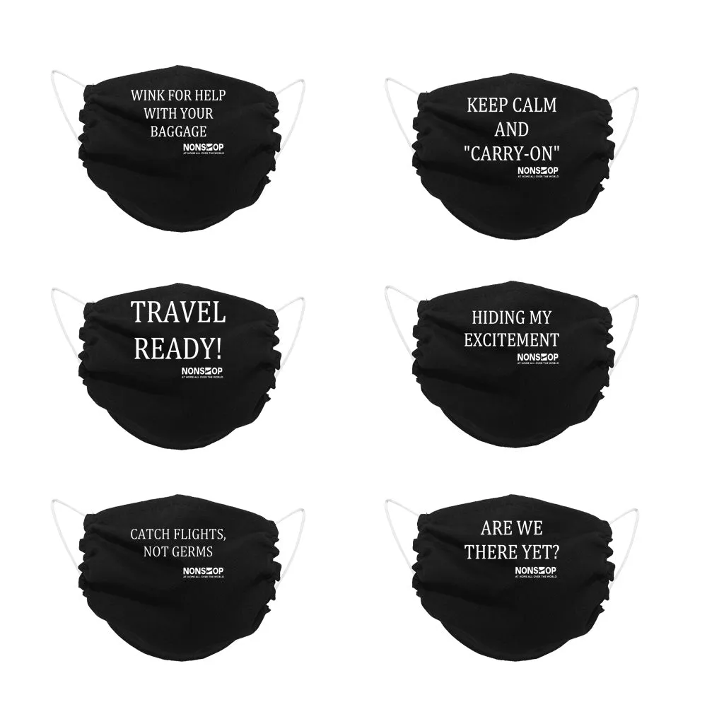 NONSTOP Fun Travel Quotes "Hiding My Excitement" Lightweight Travel Facemask