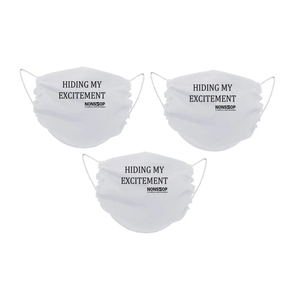 NONSTOP Fun Travel Quotes "Hiding My Excitement" Lightweight Travel Facemask