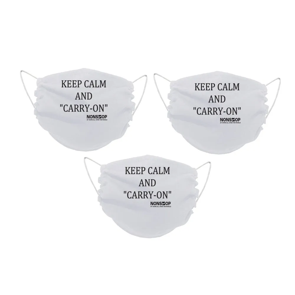 NONSTOP Fun Travel Quotes "Keep Calm and 'Carry-on'" Lightweight Travel Facemask