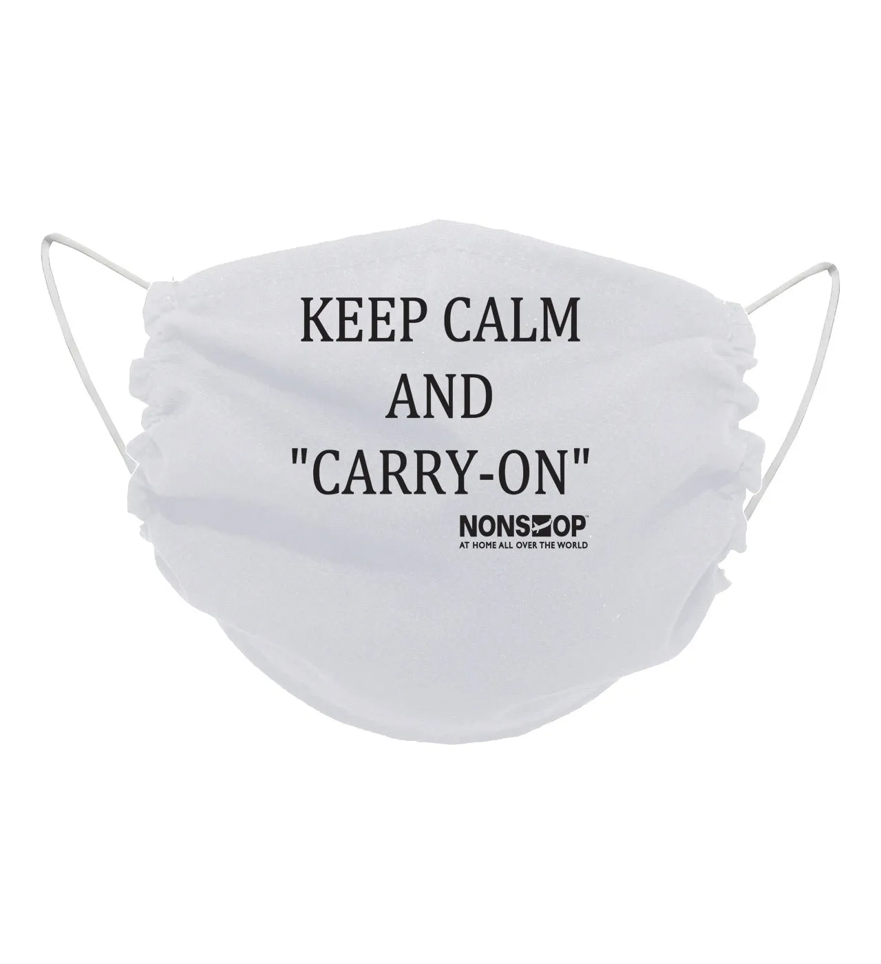 NONSTOP Fun Travel Quotes "Keep Calm and 'Carry-on'" Lightweight Travel Facemask