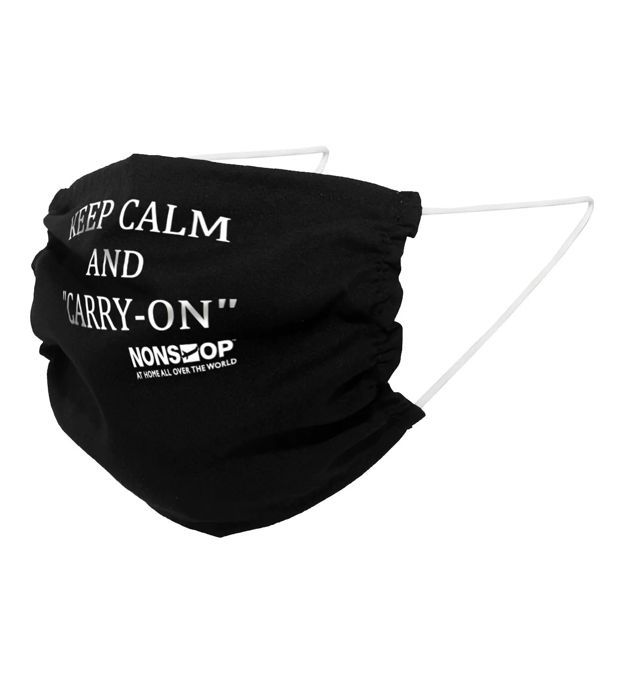 NONSTOP Fun Travel Quotes "Keep Calm and 'Carry-on'" Lightweight Travel Facemask