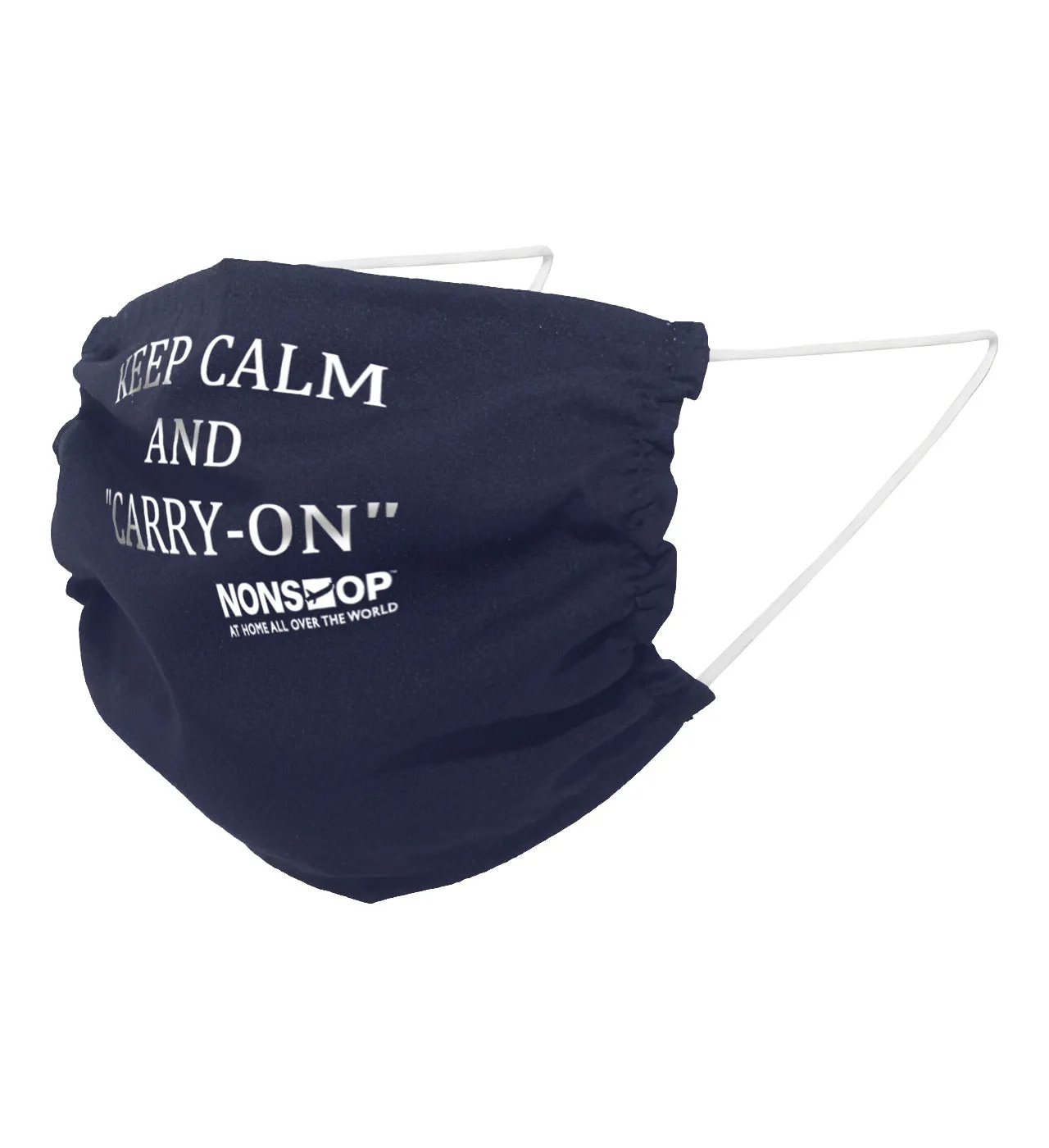 NONSTOP Fun Travel Quotes "Keep Calm and 'Carry-on'" Lightweight Travel Facemask