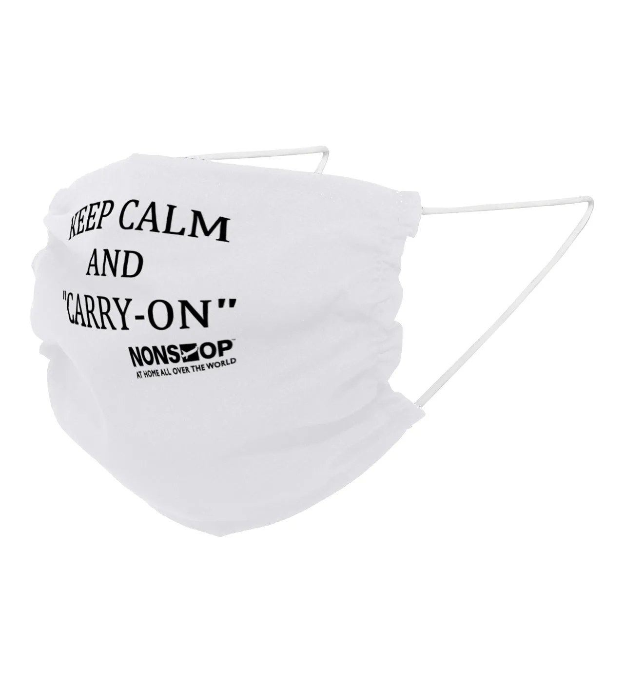 NONSTOP Fun Travel Quotes "Keep Calm and 'Carry-on'" Lightweight Travel Facemask