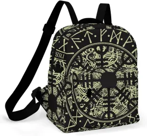 Nordic Rune Compass Casual Women's Backpack, Lightweight, Waterproof, Versatile Daily Bag
