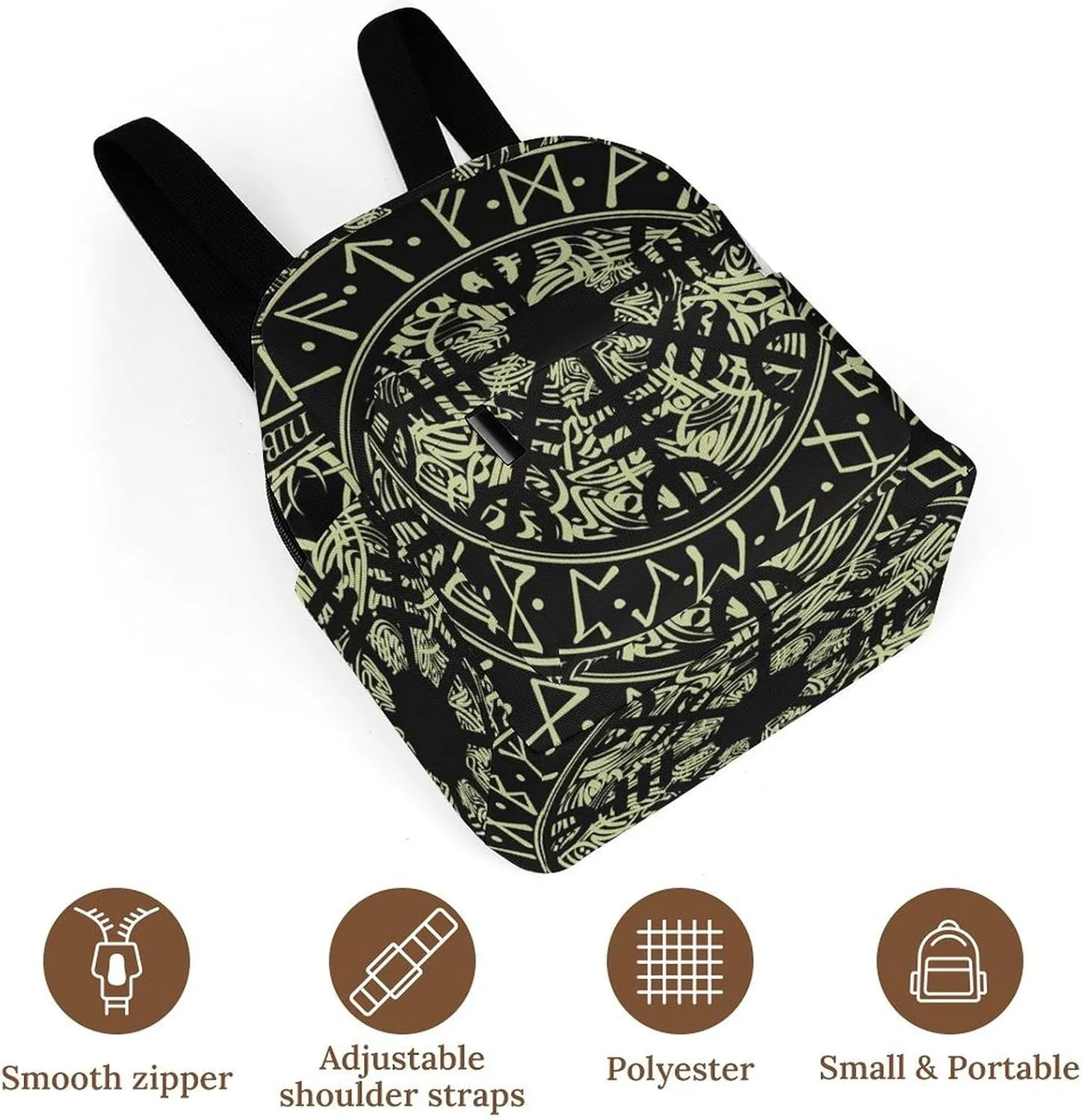 Nordic Rune Compass Casual Women's Backpack, Lightweight, Waterproof, Versatile Daily Bag