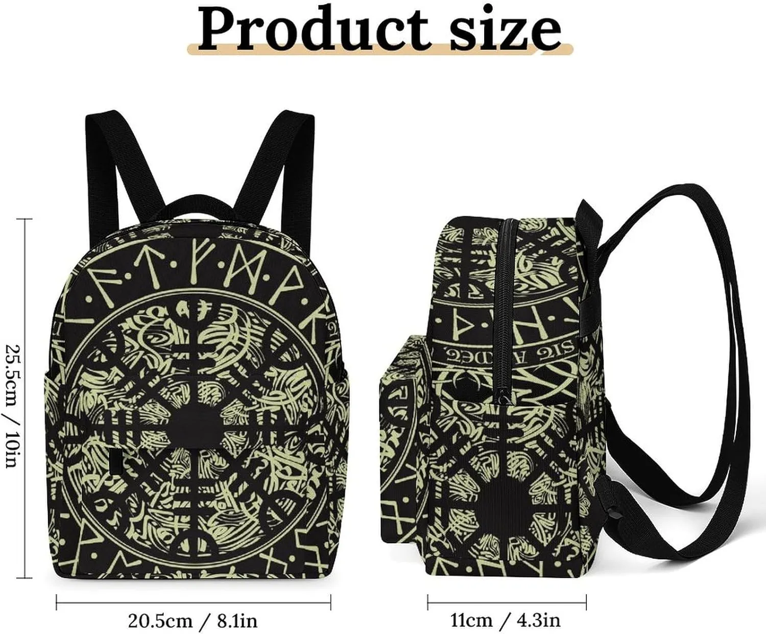Nordic Rune Compass Casual Women's Backpack, Lightweight, Waterproof, Versatile Daily Bag