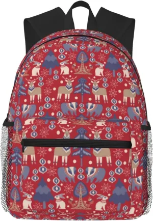 Nordic Scandinavian Woodland Christmas Lightweight Packable Backpack Travel Casual Hiking Daypack Foldable Backpack For Men Women