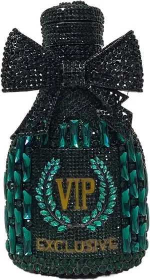 Novelty Champagne Bottle Evening Bag Rhinestone Clutch with Bowknot Women Purse Party Cocktail Crystal Handbag