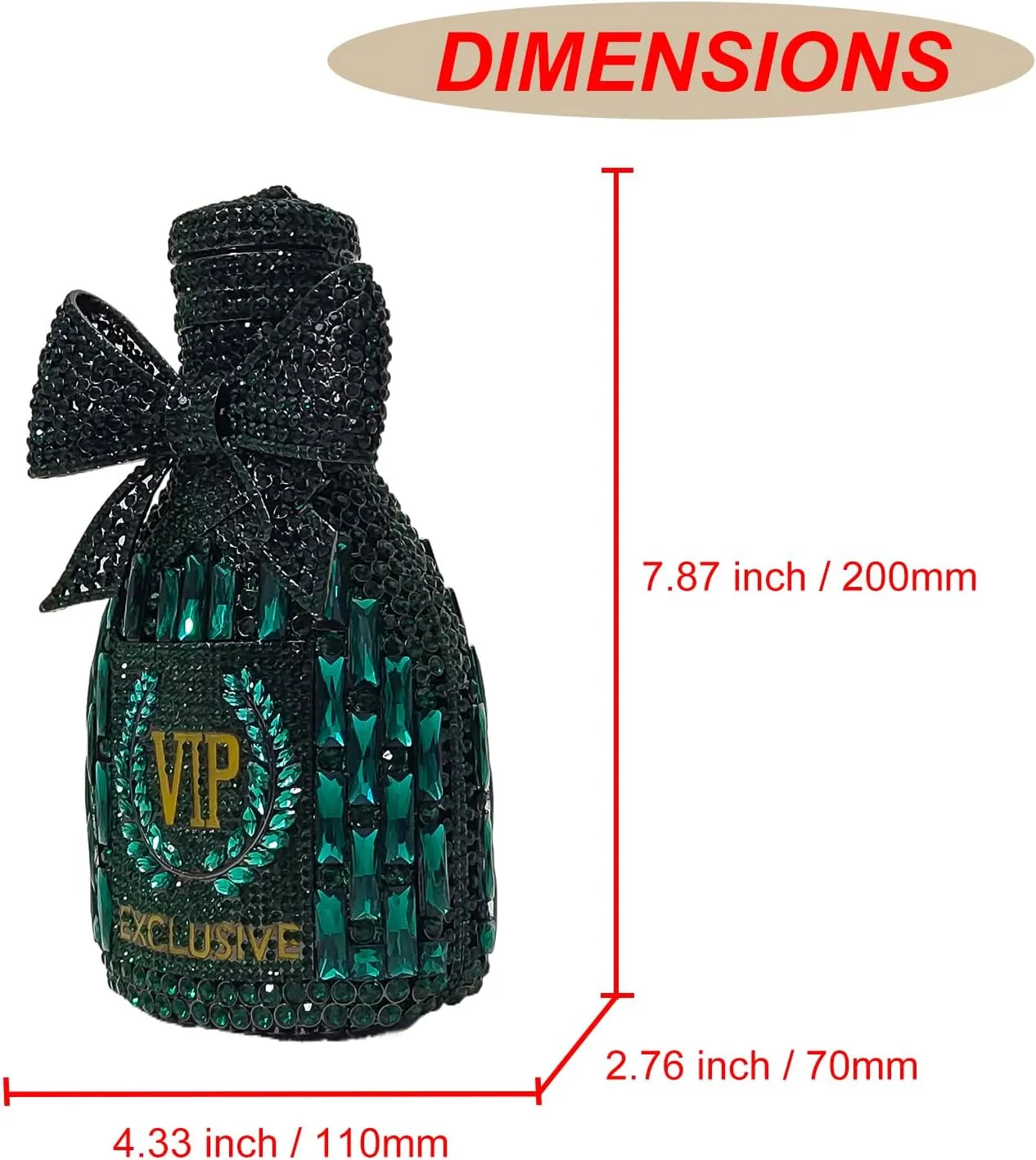 Novelty Champagne Bottle Evening Bag Rhinestone Clutch with Bowknot Women Purse Party Cocktail Crystal Handbag