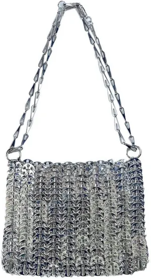 Novelty Metal Sequins Purse Hollow Out Metallic Evening Bag Glittering Ladies Crossbody Bag Beaded Bag for Party