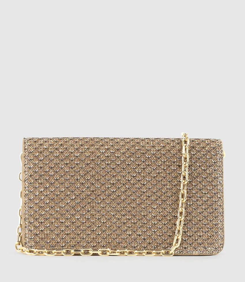 NYX Evening Bag in Copper Metallic Fabric