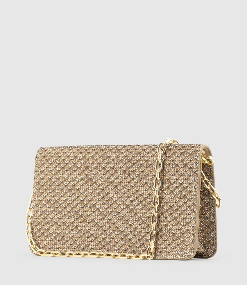 NYX Evening Bag in Copper Metallic Fabric