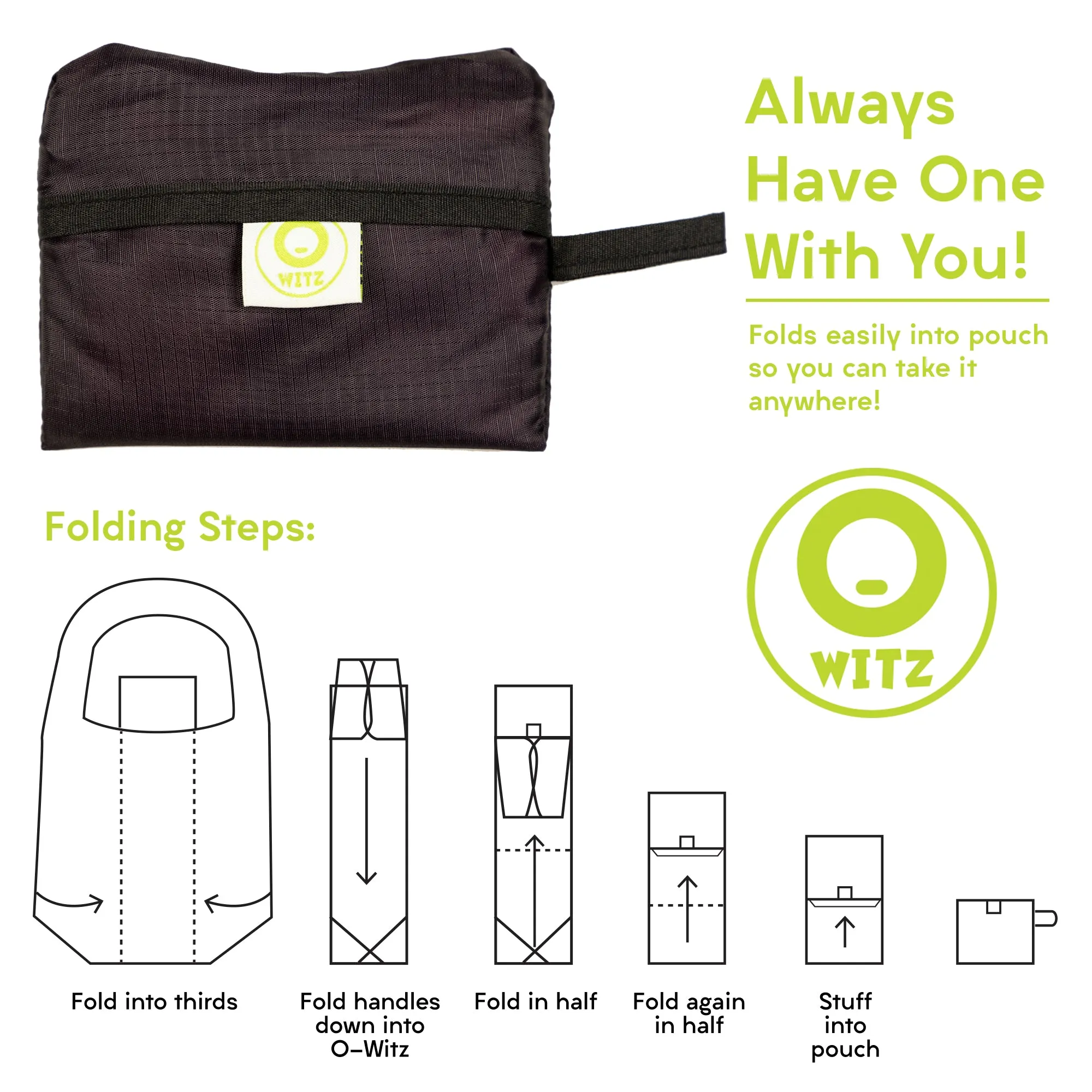 O-WITZ 3-Pack Reusable Shopping Bags Geometric Blue Prints