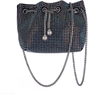 Octwine Small Purse Rhinestones Bucket Purse Pearl Handbag Evening Bag Wedding Party Prom Crossbody Bag for Women and Girls