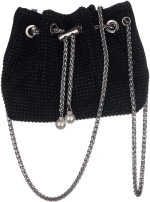 Octwine Small Purse Rhinestones Bucket Purse Pearl Handbag Evening Bag Wedding Party Prom Crossbody Bag for Women and Girls
