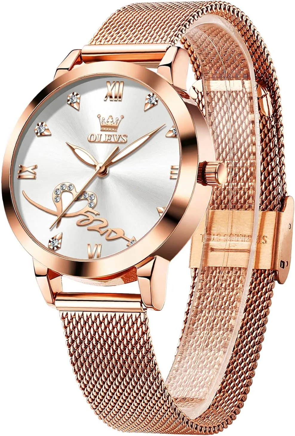 OLEVS Ladies Watches Rose Gold Japanese Quartz Female Watches for Women Waterproof Stainless Steel Casual Dress Lady Wrist Watches