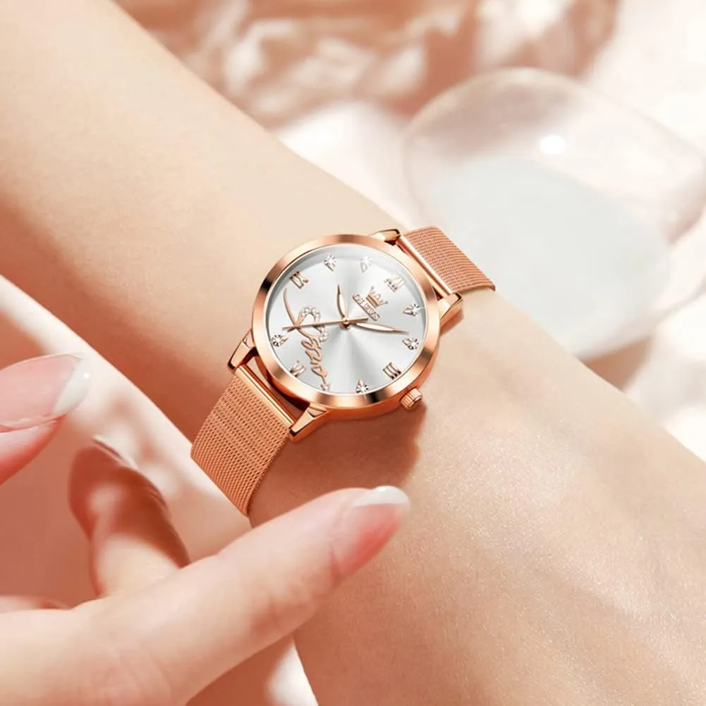 OLEVS Ladies Watches Rose Gold Japanese Quartz Female Watches for Women Waterproof Stainless Steel Casual Dress Lady Wrist Watches