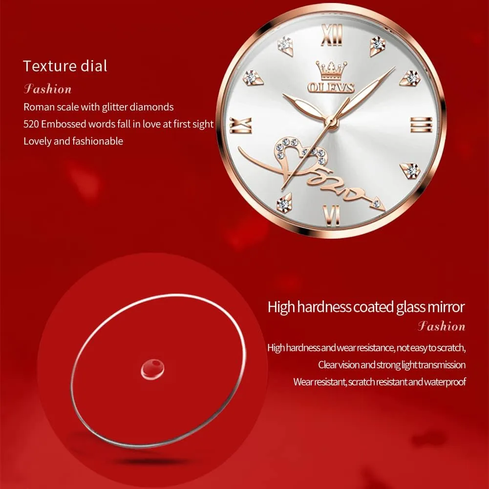 OLEVS Ladies Watches Rose Gold Japanese Quartz Female Watches for Women Waterproof Stainless Steel Casual Dress Lady Wrist Watches