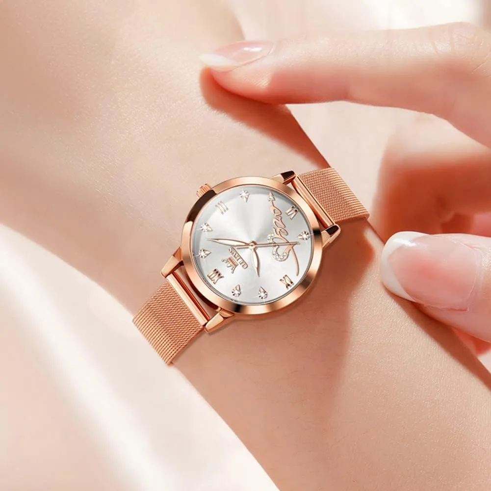 OLEVS Ladies Watches Rose Gold Japanese Quartz Female Watches for Women Waterproof Stainless Steel Casual Dress Lady Wrist Watches