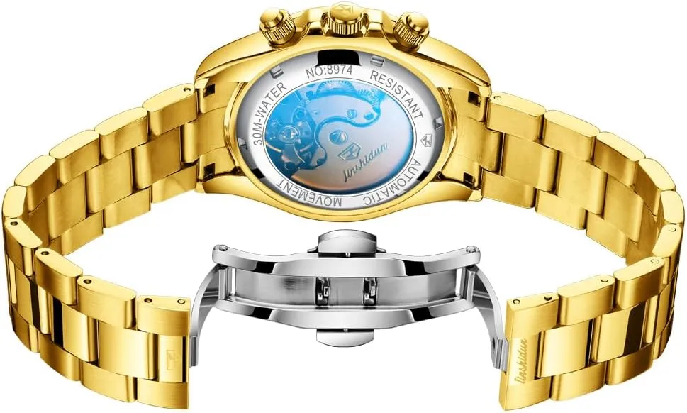 OLEVS Watch for Men Automatic Wristwatch Crystal Diamond Luminous Hands with 3ATM Waterproof Luxury Textured Bracelet Date Display