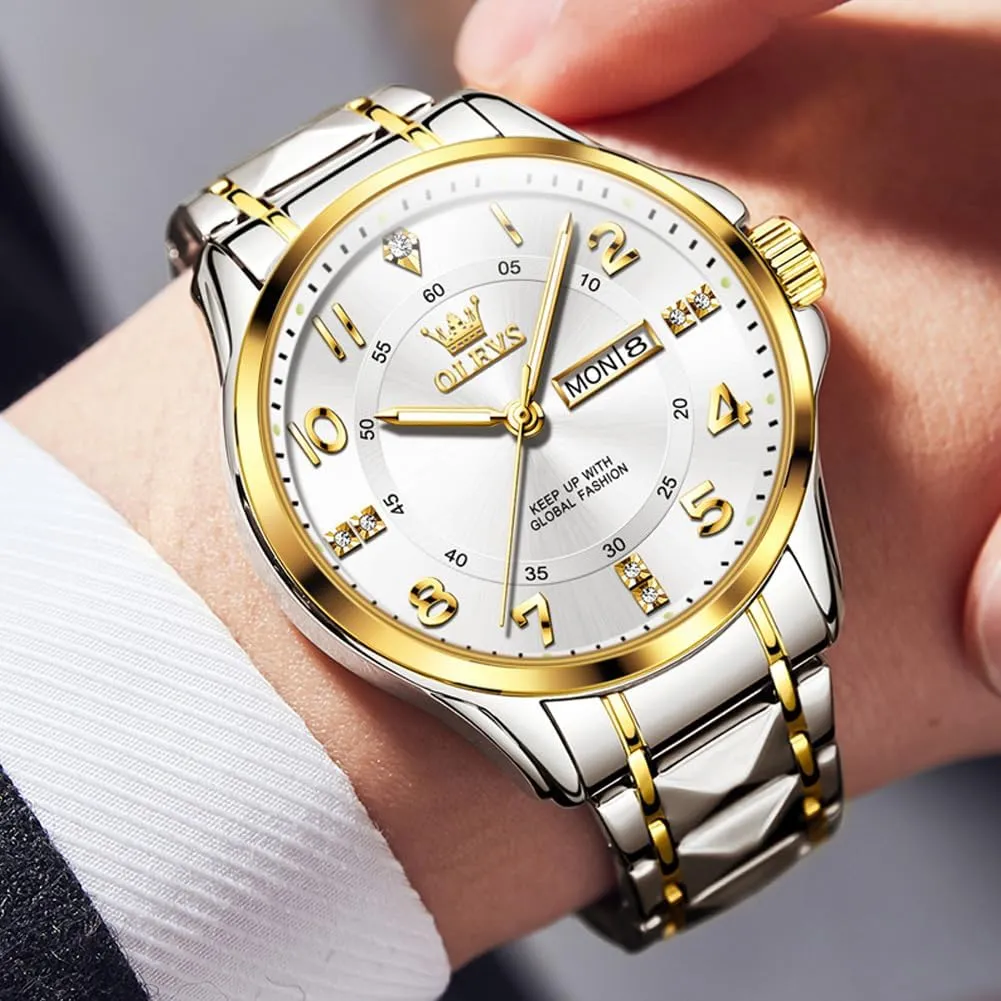 OLEVS Watches for Men,Mens Watch Large Wrist,Roman Numerals Men Watch,Chronograph Watches for Men,Luxury Watches for Men,Diamond Watches for Men,Men Watch Waterproof,Relojes para Hombres