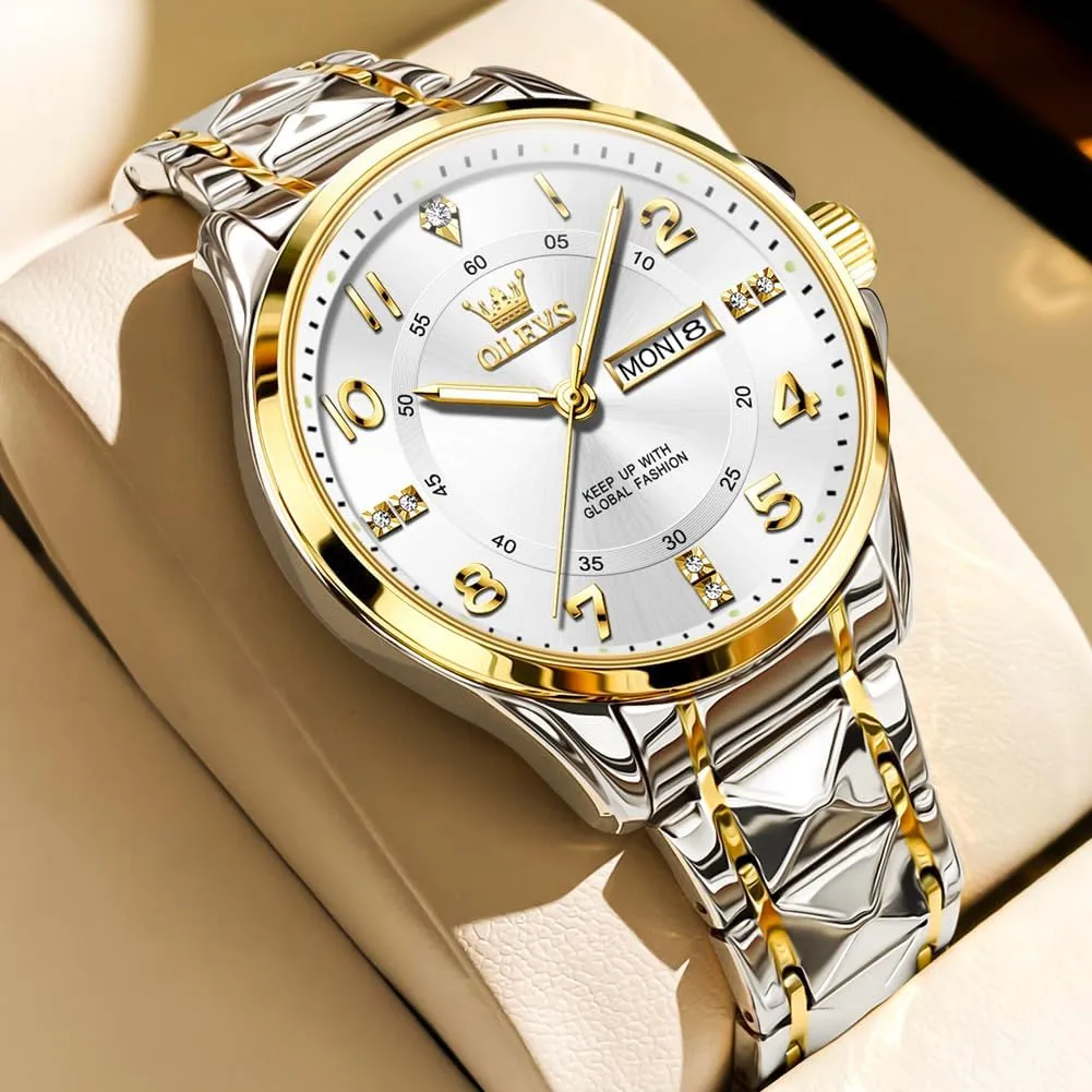 OLEVS Watches for Men,Mens Watch Large Wrist,Roman Numerals Men Watch,Chronograph Watches for Men,Luxury Watches for Men,Diamond Watches for Men,Men Watch Waterproof,Relojes para Hombres