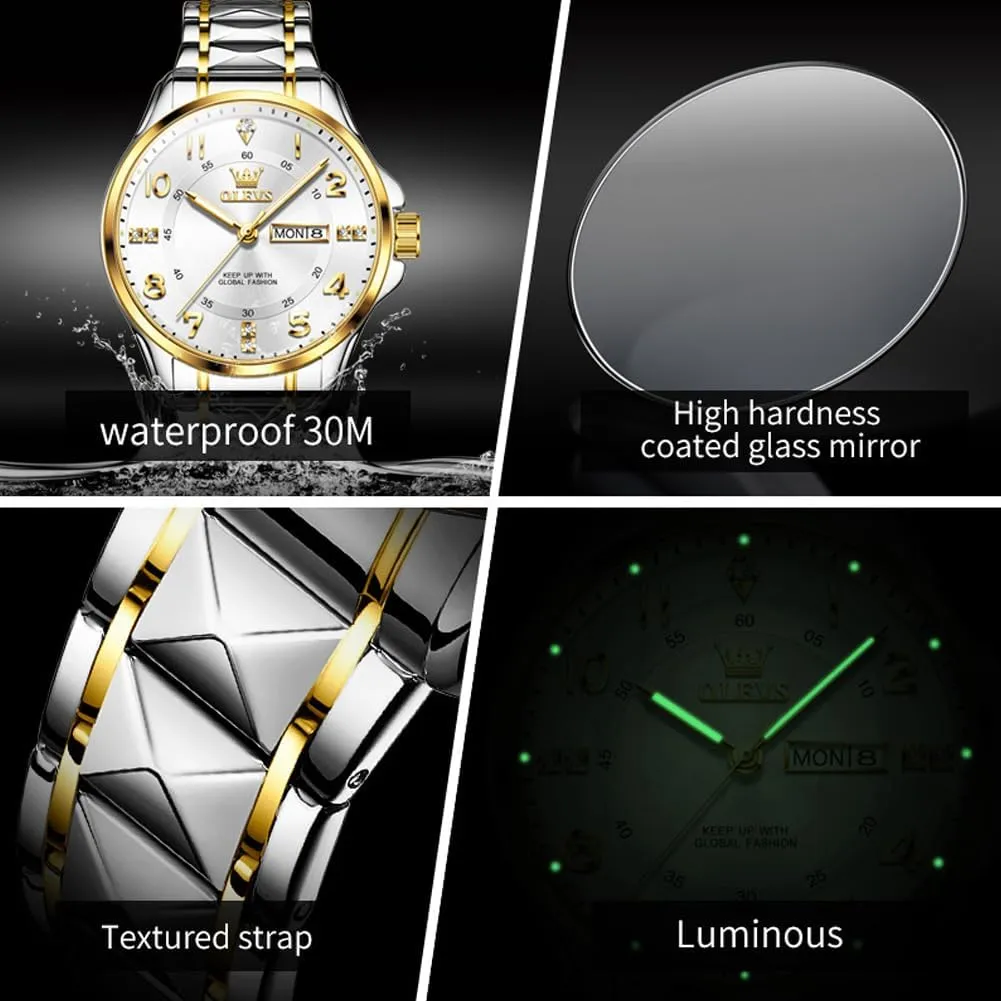 OLEVS Watches for Men,Mens Watch Large Wrist,Roman Numerals Men Watch,Chronograph Watches for Men,Luxury Watches for Men,Diamond Watches for Men,Men Watch Waterproof,Relojes para Hombres