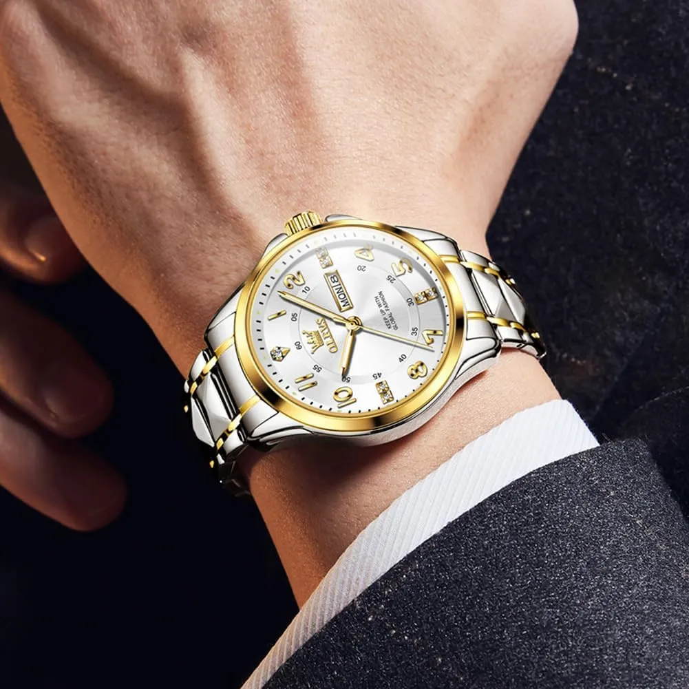 OLEVS Watches for Men,Mens Watch Large Wrist,Roman Numerals Men Watch,Chronograph Watches for Men,Luxury Watches for Men,Diamond Watches for Men,Men Watch Waterproof,Relojes para Hombres