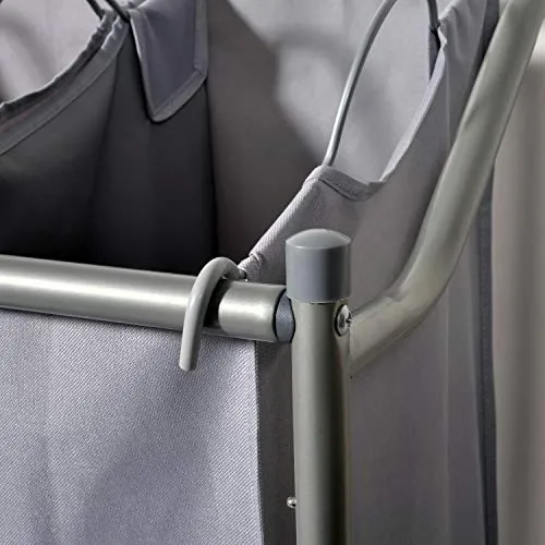 Ollieroo Laundry Sorter Cart 4 Bag with 4 Rolling Wheels Heavy Duty Laundry Organizer Cart Steel Frame Clothes Hamper Sorter, Grey