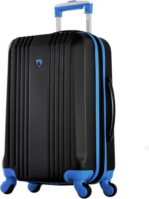 Olympia USA Apache II 22 Inch Expandable Rolling Carry On Lightweight Hardside Double 4 Wheel Spinner Luggage Suitcase with Locking System and Hidden Laptop Compartment, Black/Blue