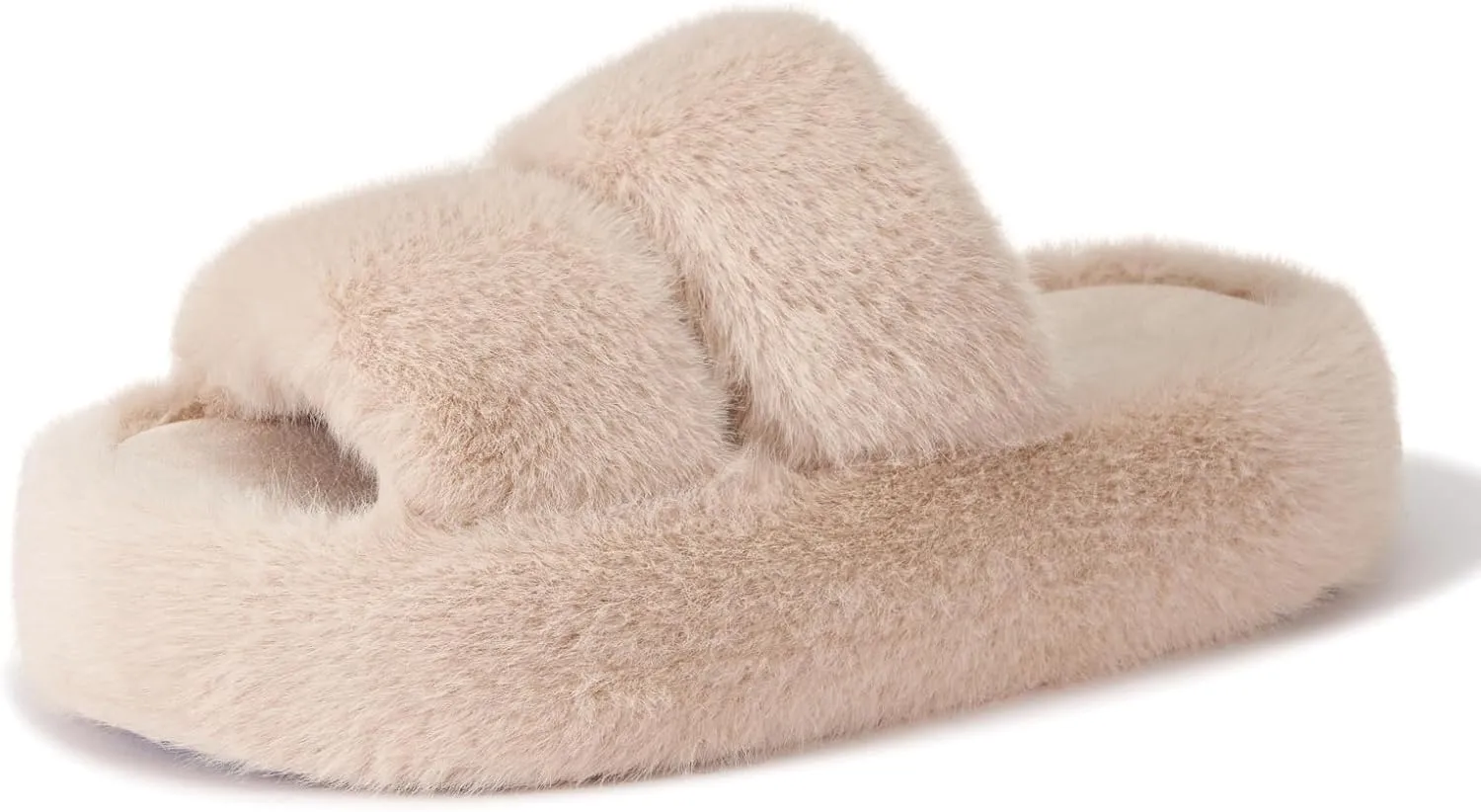 Open Toe Slippers For Women House Platform Cute Indoor Bedroom Fuzzy Shoes Home Summer Height-Increasing Slippers Cozy Fluffy Outdoor White Slides Trendy Gift