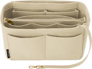 OPPOSHE Purse Organizer Insert for Handbags, Softened Felt Bag Insert Organizer for Tote, Compatible with LV, Coach, MK, Kate Spade, Goyard, Longchamp (Beige, Slender Medium)