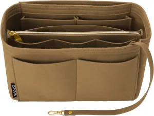 OPPOSHE Purse Organizer Insert for Handbags, Softened Felt Bag Insert Organizer for Tote, Compatible with LV, Coach, MK, Kate Spade, Goyard, Longchamp (Brown, Medium)