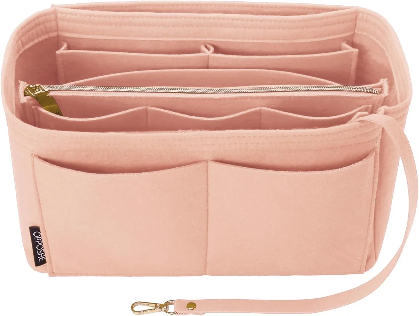 OPPOSHE Purse Organizer Insert for Handbags, Softened Felt Bag Insert Organizer for Tote, Compatible with LV, Coach, MK, Kate Spade, Goyard, Longchamp (Light Pink, Large)