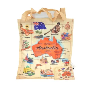 Orange Australian Map Foldable Shopping Bag