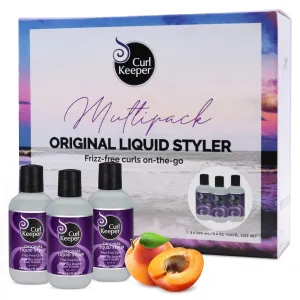 Original Curl Keeper Travel (Carry-On Approved) Multi-Pack, Anti-Frizz Curl Defining Hair Styler (3 x 100ml) - Curl Definer Liquid Gel - Wavy & Curly Hair Products for Women (Cream Alternative)