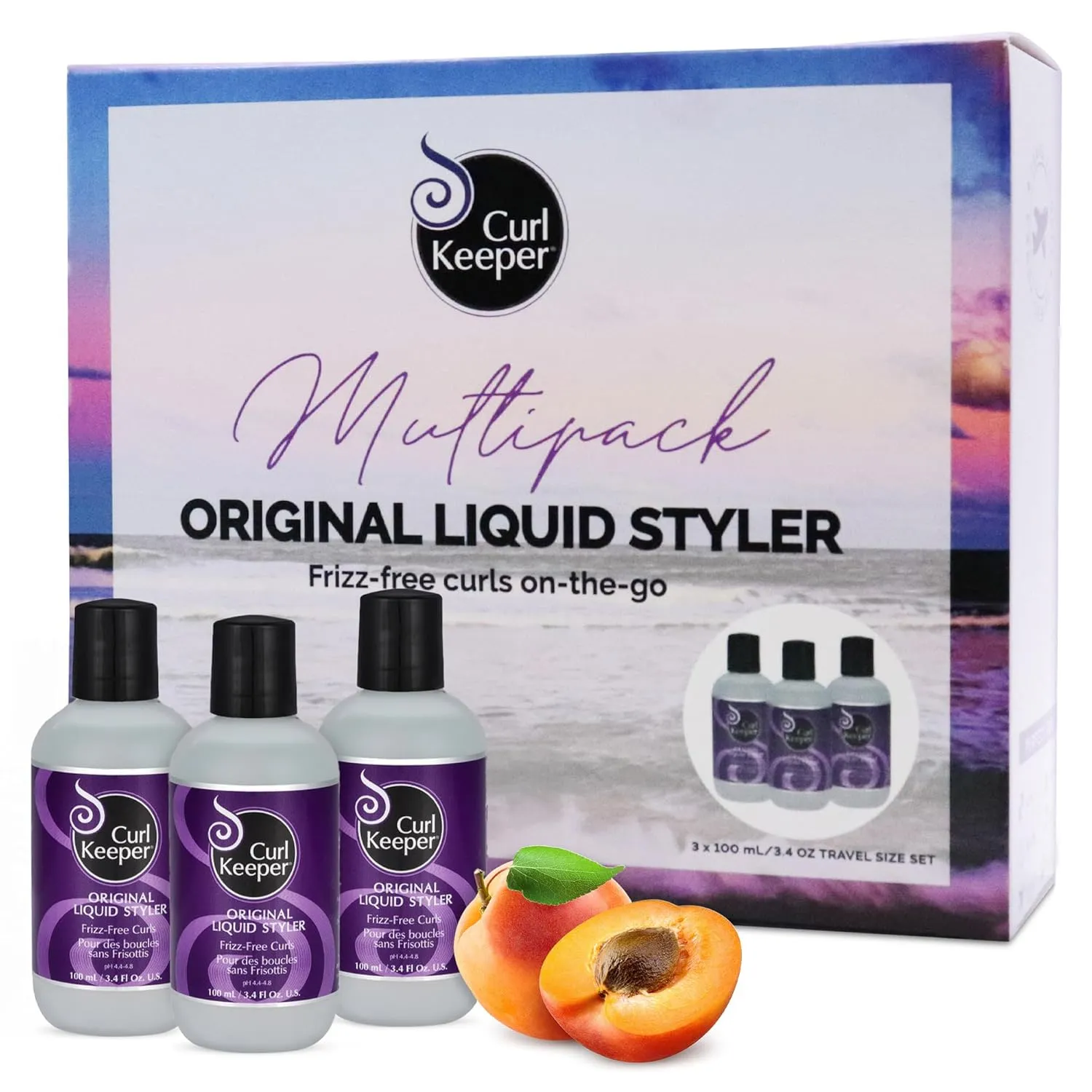Original Curl Keeper Travel (Carry-On Approved) Multi-Pack, Anti-Frizz Curl Defining Hair Styler (3 x 100ml) - Curl Definer Liquid Gel - Wavy & Curly Hair Products for Women (Cream Alternative)