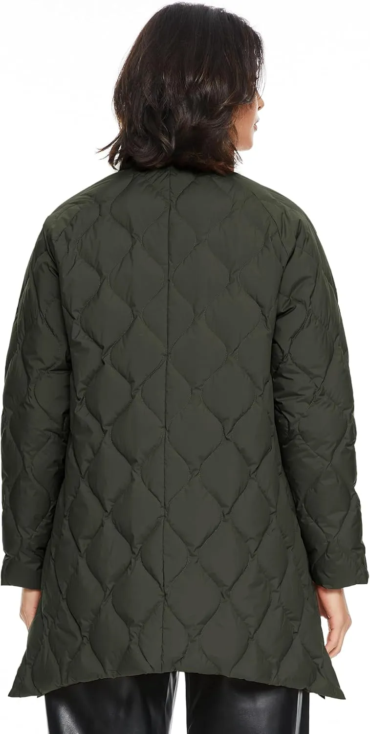 Orolay Women's Oversized Quilted Down Jacket Lightweight Puffer Casual Coat Long-Sleeve Padded Insulated with Pockets