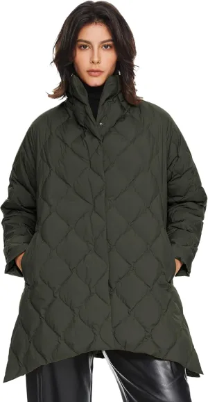 Orolay Women's Oversized Quilted Down Jacket Lightweight Puffer Casual Coat Long-Sleeve Padded Insulated with Pockets